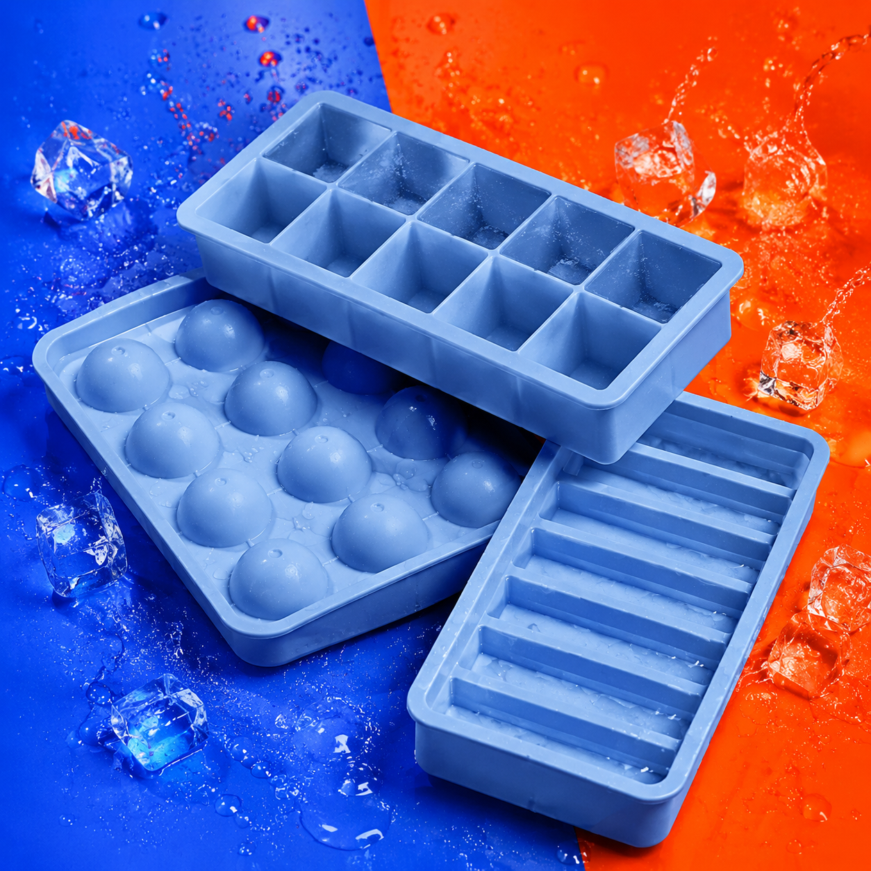 Silicone Ice Cube Tray Set (3)